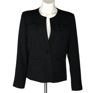 Harve Benard Evening Black Jacket Beaded Pocket Accents